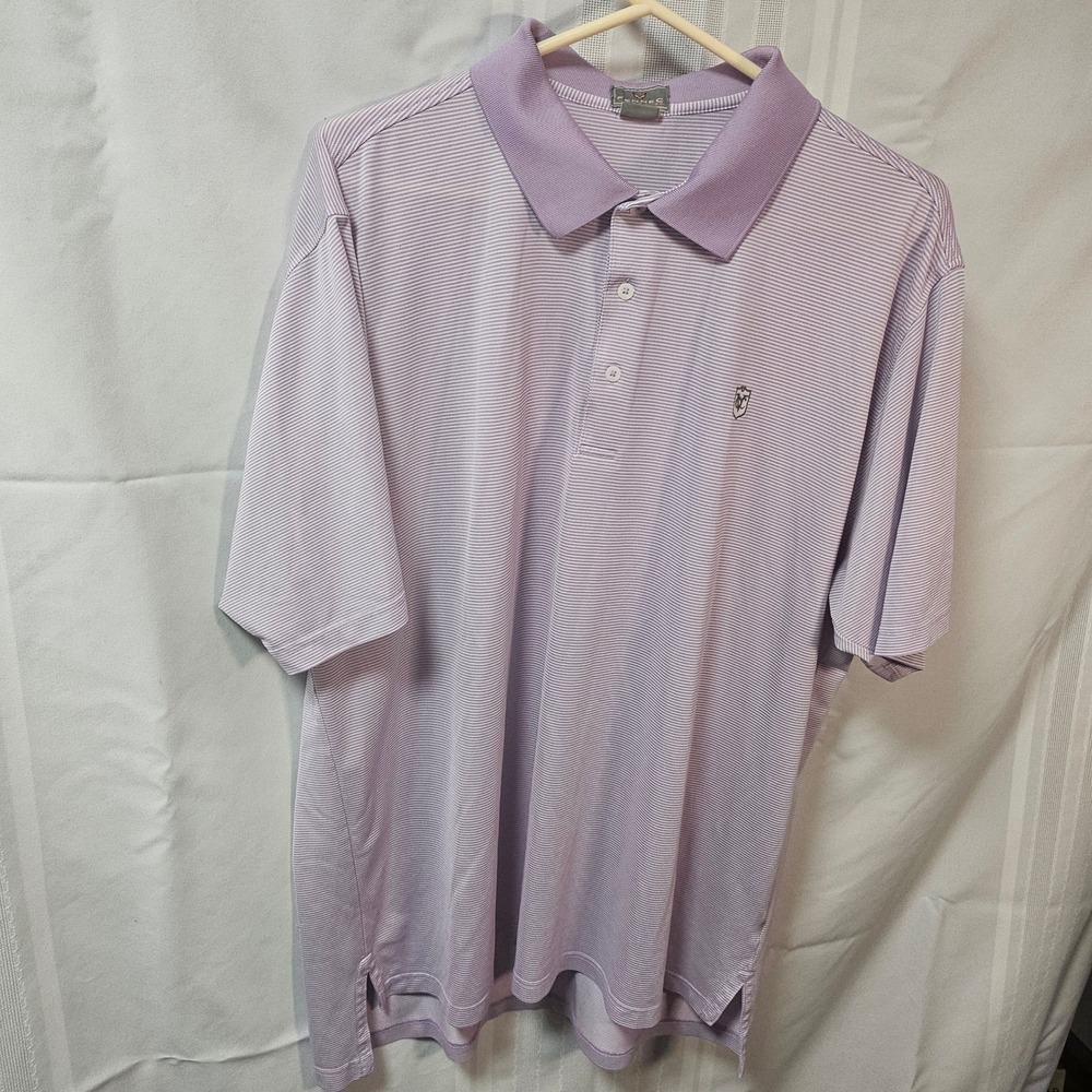 Fennec Polo Shirt Mens XL Purple Striped Short Sleeve Highly Evolved Golf Top